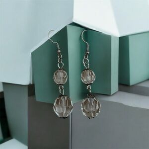 Beaded Sparkle Clear Winter Earrings Handmade Lightweight Winter Style